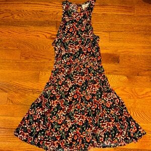 Red floral halter neck dress